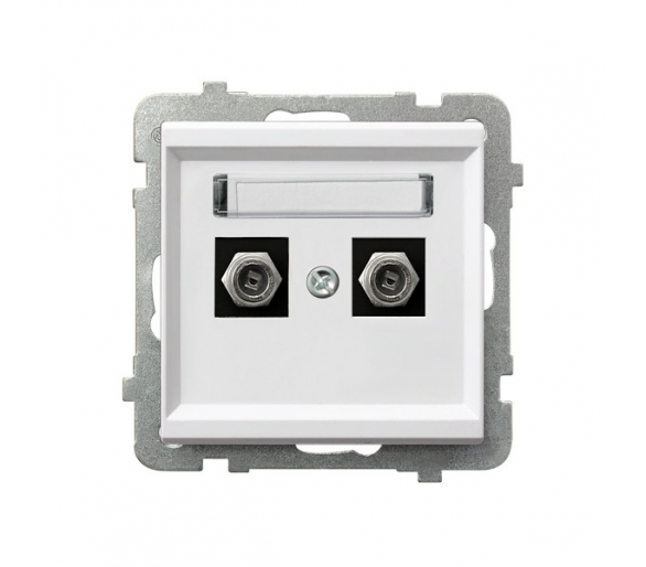 Gniazdo antenowe typu F podwójne Biały mat Ospel Sonata