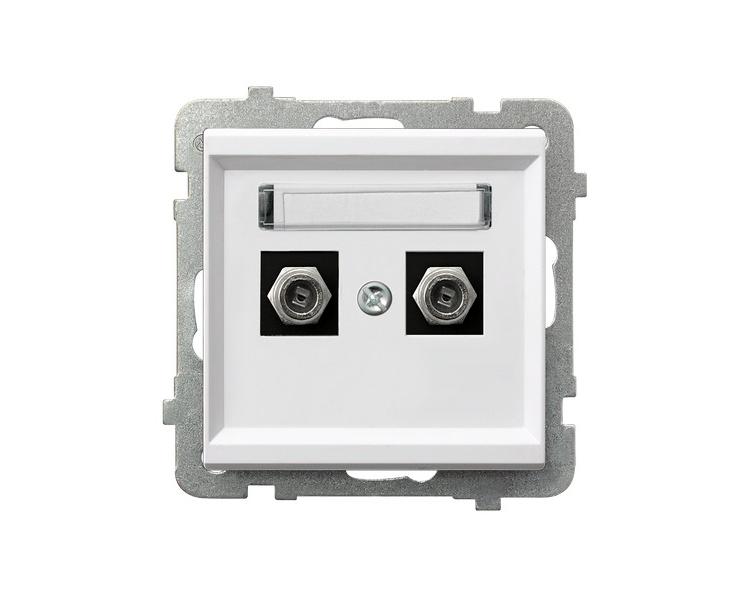 Gniazdo antenowe typu F podwójne Biały mat Ospel Sonata