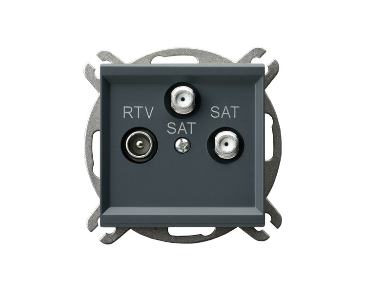 Gniazdo RTV-SAT z dwoma wyjściami SAT Szary grafit Ospel Sonata