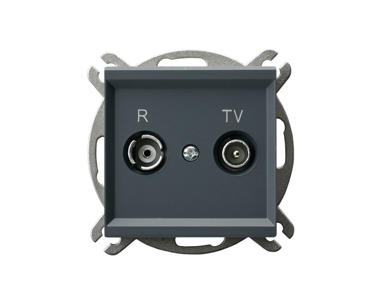 Gniazdo RTV końcowe Szary grafit Ospel Sonata