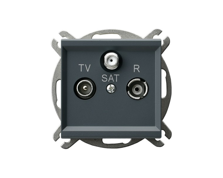 Gniazdo RTV-SAT przelotowe Szary grafit Ospel Sonata
