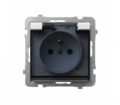 Gniazdo bryzgoszczelne z uziemieniem IP-44 wieczko przezroczyste Biały mat Ospel Sonata