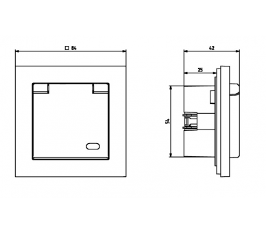 Gniazdo bryzgoszczelne z uziemieniem IP-44 wieczko przezroczyste Biały mat Ospel Sonata