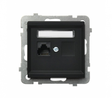 Gniazdo komputerowe pojedyncze, kat. 6 MMC Czarny matowy Ospel Sonata
