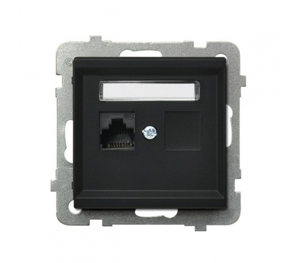 Gniazdo komputerowe pojedyncze, kat. 6 MMC Czarny matowy Ospel Sonata
