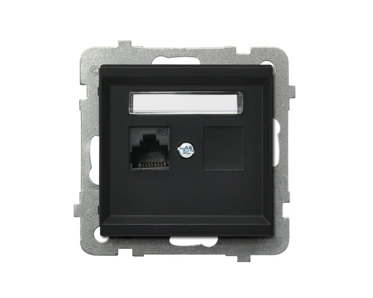 Gniazdo komputerowe pojedyncze, kat. 6 MMC Czarny matowy Ospel Sonata
