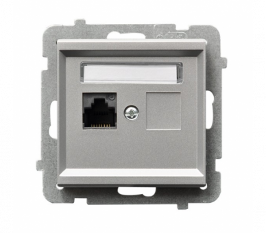Gniazdo komputerowe pojedyncze, kat. 6 MMC Srebro mat Ospel Sonata