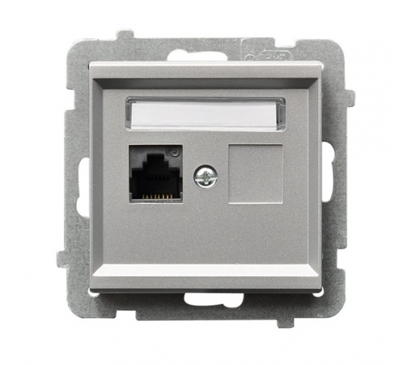 Gniazdo komputerowe pojedyncze, kat. 6 MMC Srebro mat Ospel Sonata