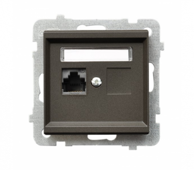 Gniazdo komputerowe pojedyncze, kat. 6 MMC Czekoladowy metalik Ospel Sonata