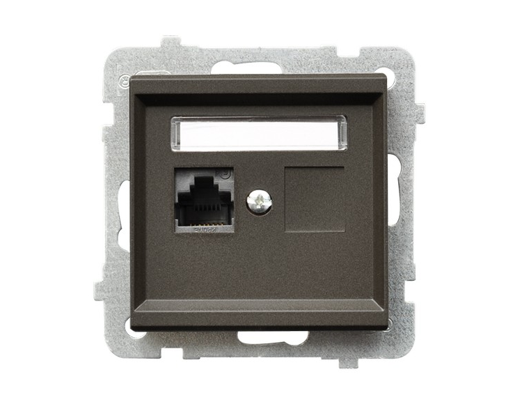 Gniazdo komputerowe pojedyncze, kat. 6 MMC Czekoladowy metalik Ospel Sonata