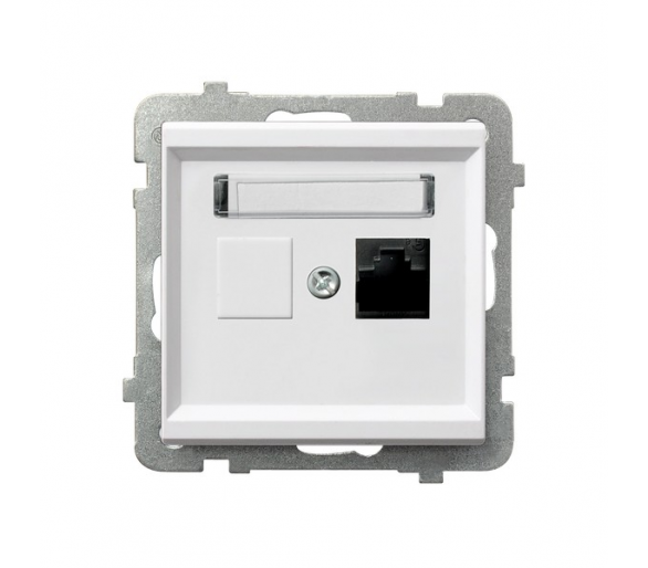 Gniazdo komputerowe pojedyncze, kat. 6 MMC Biały mat Ospel Sonata