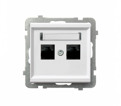 Gniazdo komputerowe podwójne, kat. 5e MMC Biały mat Ospel Sonata