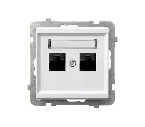 Gniazdo komputerowe podwójne, kat. 5e MMC Biały mat Ospel Sonata