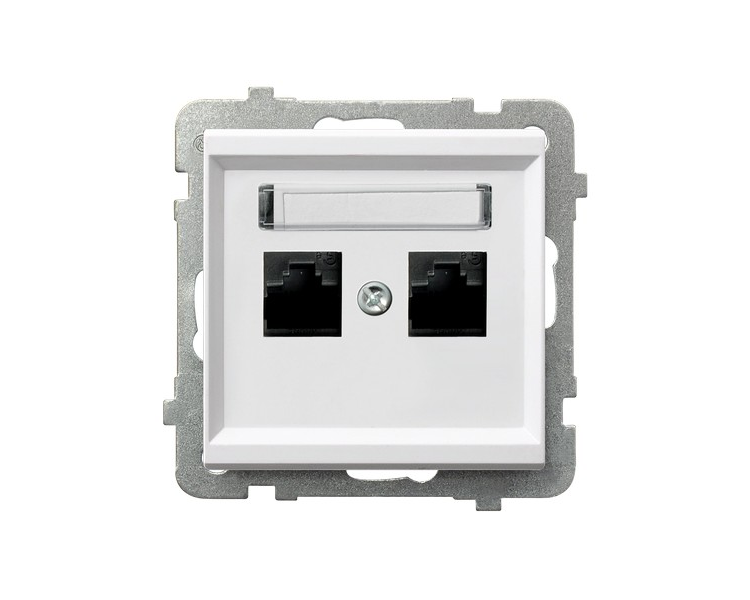 Gniazdo komputerowe podwójne, kat. 5e MMC Biały mat Ospel Sonata