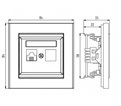 Gniazdo komputerowe podwójne, kat. 6 MMC Biały Ospel Sonata
