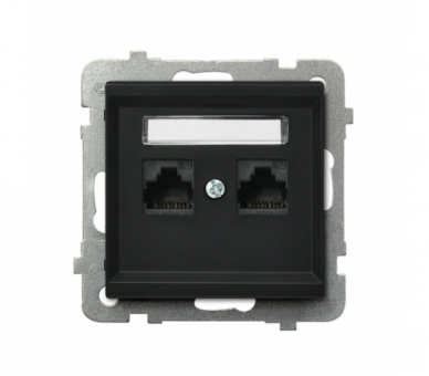 Gniazdo komputerowe podwójne, kat. 6 MMC Czarny matowy Ospel Sonata