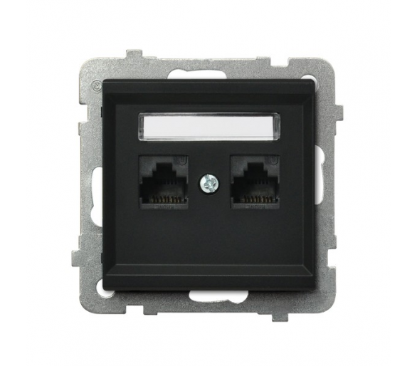 Gniazdo komputerowe podwójne, kat. 6 MMC Czarny matowy Ospel Sonata