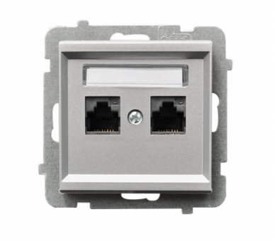 Gniazdo komputerowe podwójne, kat. 6 MMC Srebro mat Ospel Sonata