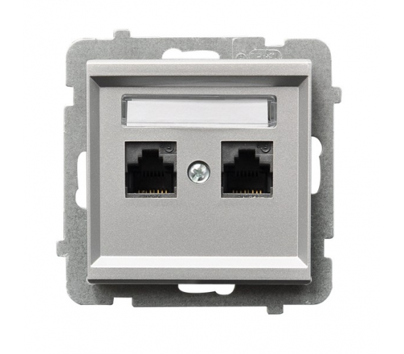 Gniazdo komputerowe podwójne, kat. 6 MMC Srebro mat Ospel Sonata