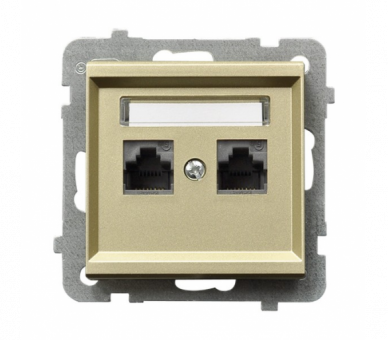 Gniazdo komputerowe podwójne, kat. 6 MMC Szampański złoty Ospel Sonata