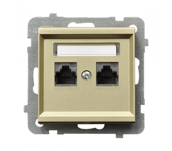 Gniazdo komputerowe podwójne, kat. 6 MMC Szampański złoty Ospel Sonata