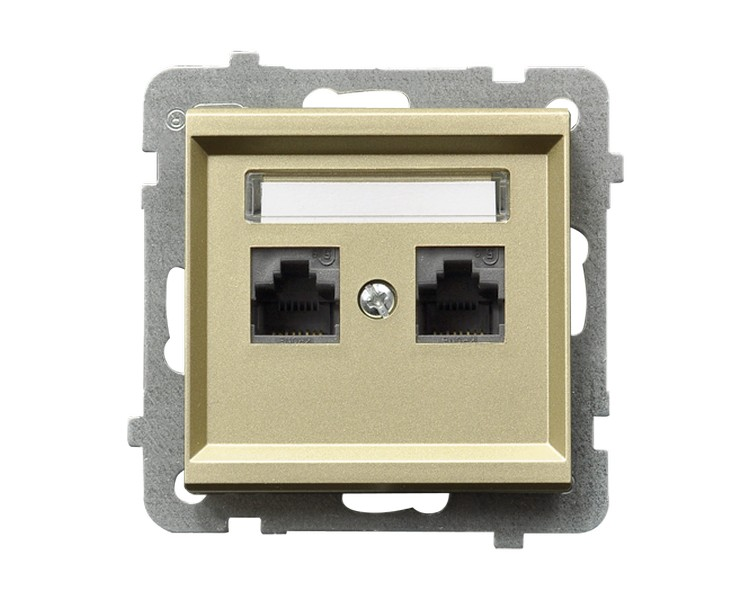 Gniazdo komputerowe podwójne, kat. 6 MMC Szampański złoty Ospel Sonata