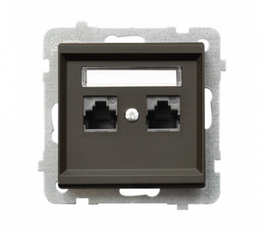 Gniazdo komputerowe podwójne, kat. 6 MMC Czekoladowy metalik Ospel Sonata