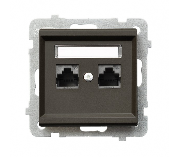 Gniazdo komputerowe podwójne, kat. 6 MMC Czekoladowy metalik Ospel Sonata