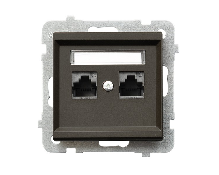 Gniazdo komputerowe podwójne, kat. 6 MMC Czekoladowy metalik Ospel Sonata