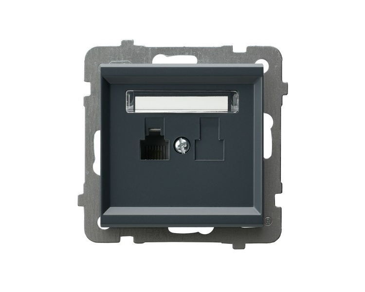 Gniazdo telefoniczne pojedyncze Szary grafit Ospel Sonata