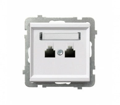 Gniazdo telefoniczne podwójne równoległe Biały mat Ospel Sonata