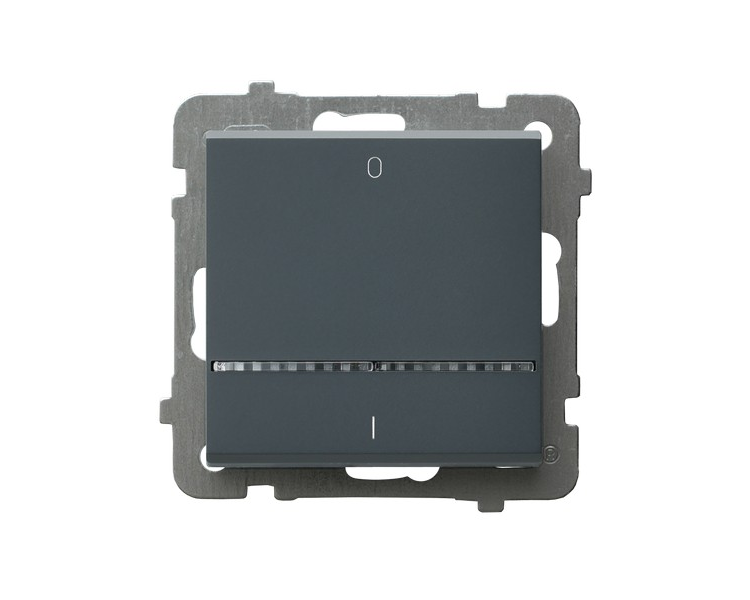 Łącznik dwubiegunowy z podświetleniem niebieskim Szary grafit Ospel Sonata