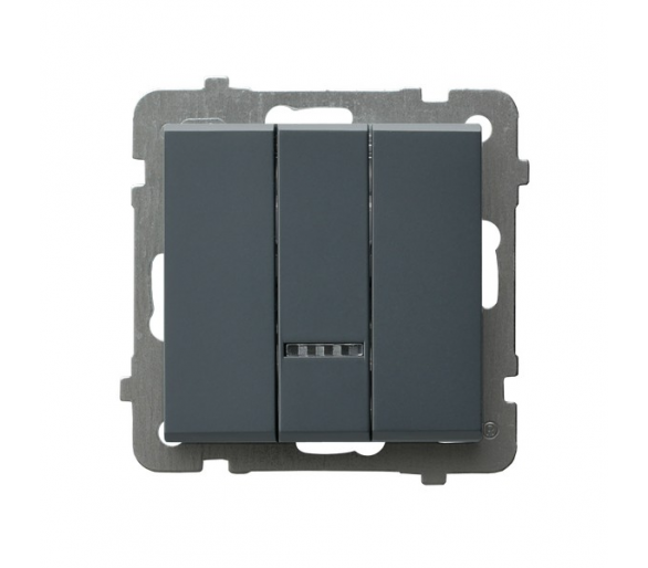 Łącznik potrójny z podświetleniem niebieskim Szary grafit Ospel Sonata