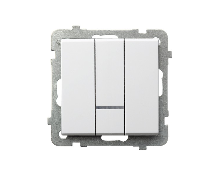 Łącznik potrójny z podświetleniem niebieskim Biały mat Ospel Sonata