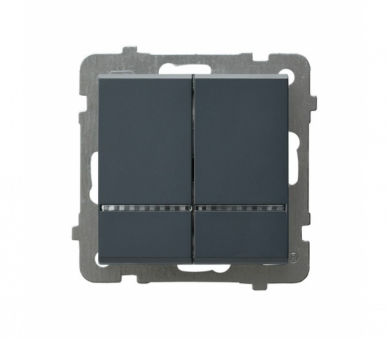 Łącznik dwugrupowy świecznikowy z podświetleniem niebieskim Szary grafit Ospel Sonata