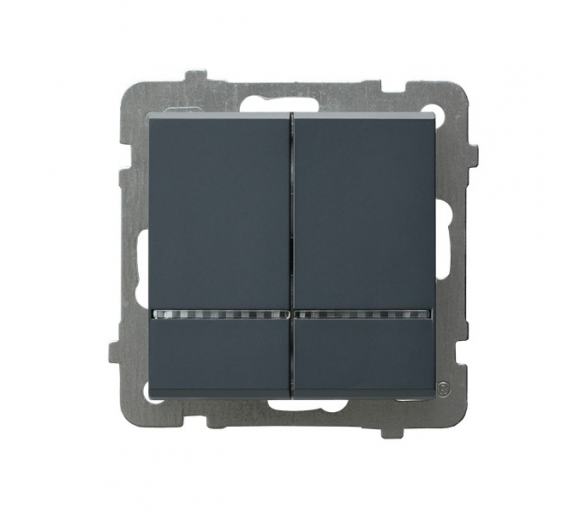 Łącznik dwugrupowy świecznikowy z podświetleniem niebieskim Szary grafit Ospel Sonata