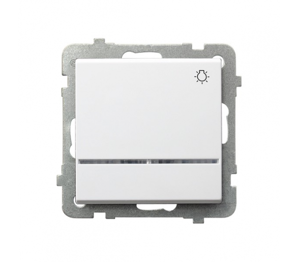 Łącznik zwierny światło z podświetleniem niebieskim Biały mat Ospel Sonata