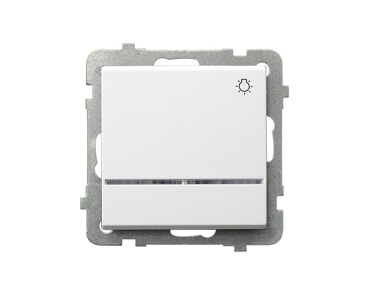 Łącznik zwierny światło z podświetleniem niebieskim Biały mat Ospel Sonata