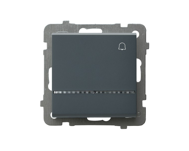 Łącznik zwierny dzwonek z podświetleniem niebieskim Szary grafit Ospel Sonata