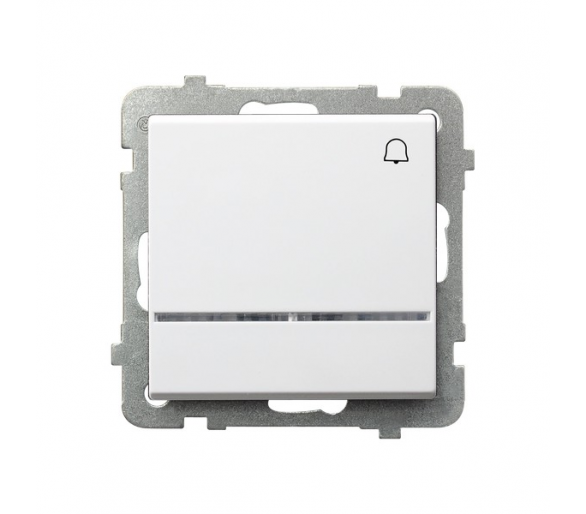 Łącznik zwierny dzwonek z podświetleniem niebieskim Biały mat Ospel Sonata