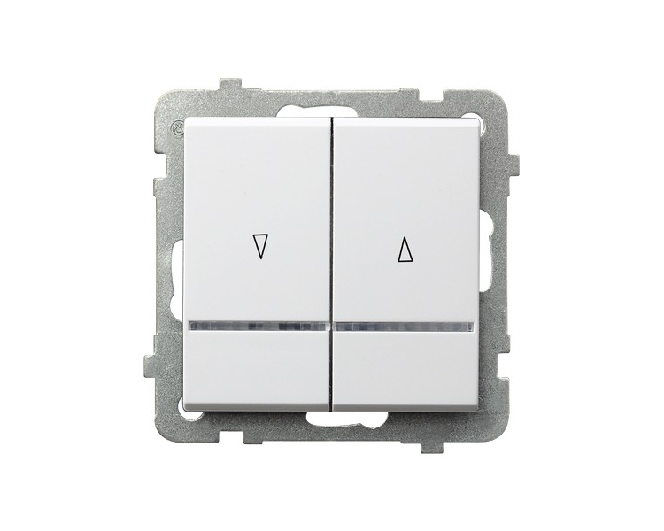 Łącznik żaluzjowy, zwierny, z podświetleniem niebieskim Biały mat Ospel Sonata