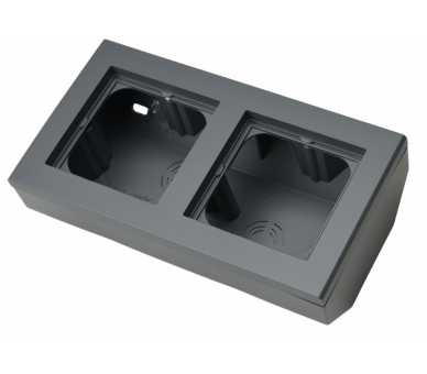 Puszka narożna do serii SONATA podwójna, wyposażona w ramkę Szary grafit Ospel Sonata