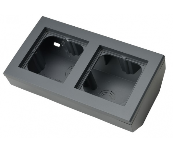 Puszka narożna do serii SONATA podwójna, wyposażona w ramkę Szary grafit Ospel Sonata