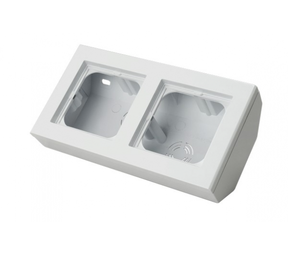 Puszka narożna do serii SONATA podwójna, wyposażona w ramkę Biały mat Ospel Sonata