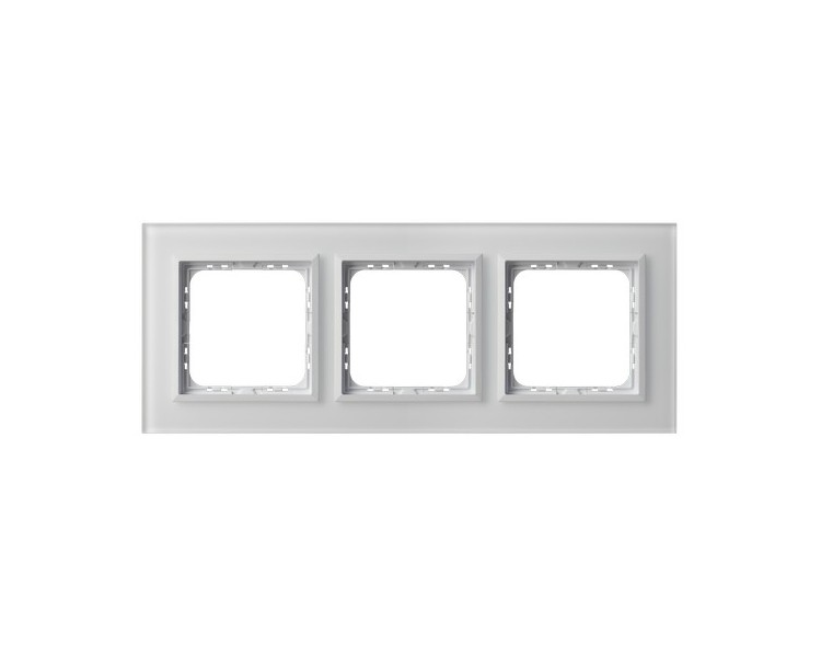 Ramka potrójna Białe szkło szronione Ospel Sonata