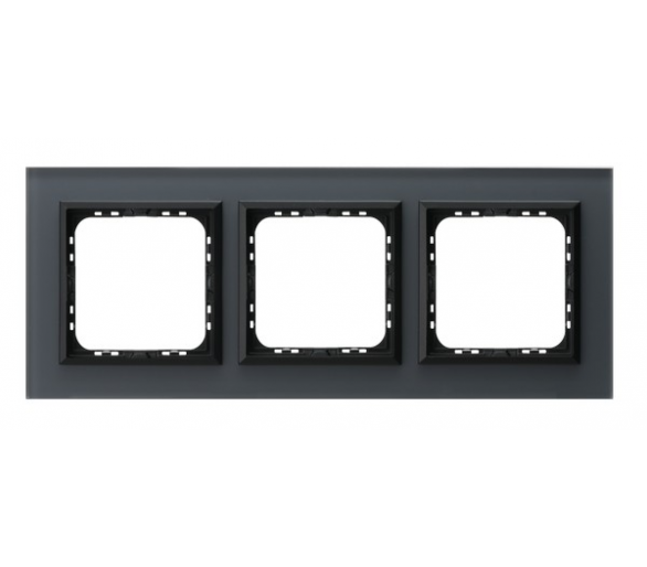 Ramka potrójna Grafitowe szkło szronione Ospel Sonata