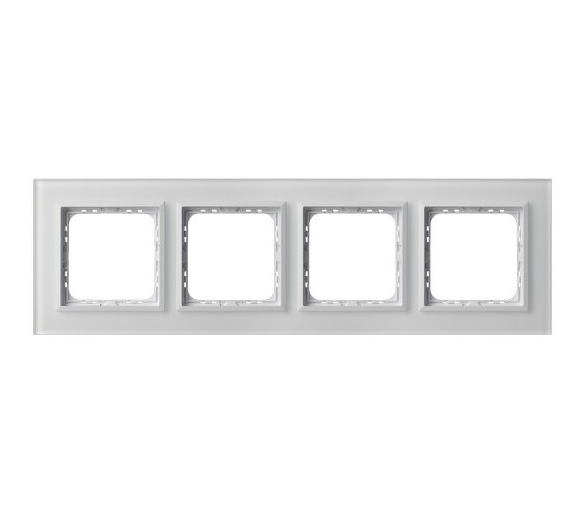 Ramka poczwórna Białe szkło szronione Ospel Sonata