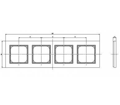 Ramka poczwórna Białe szkło szronione Ospel Sonata