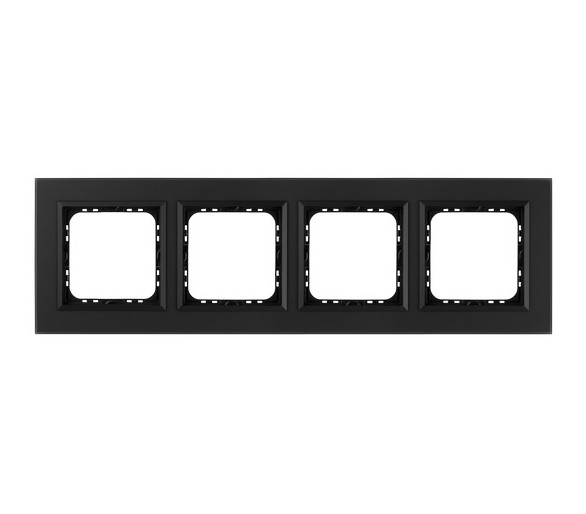 Ramka poczwórna Czarne szkło szronione Ospel Sonata