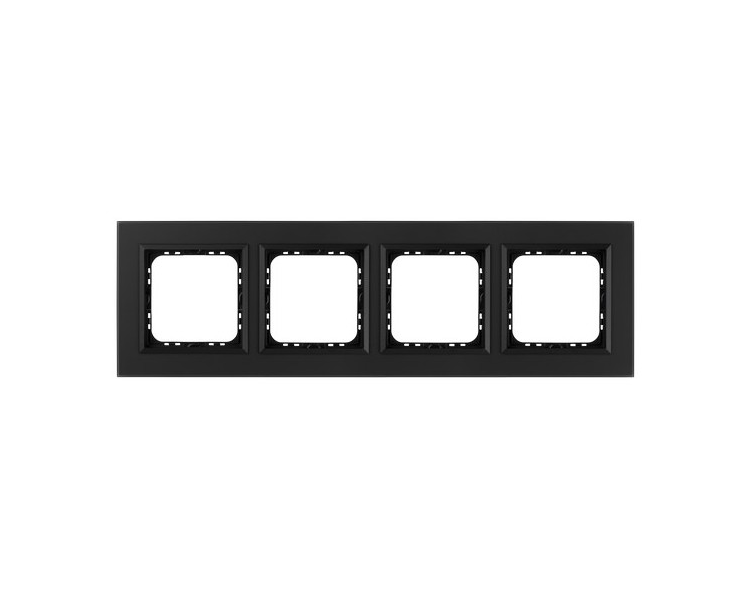 Ramka poczwórna Czarne szkło szronione Ospel Sonata